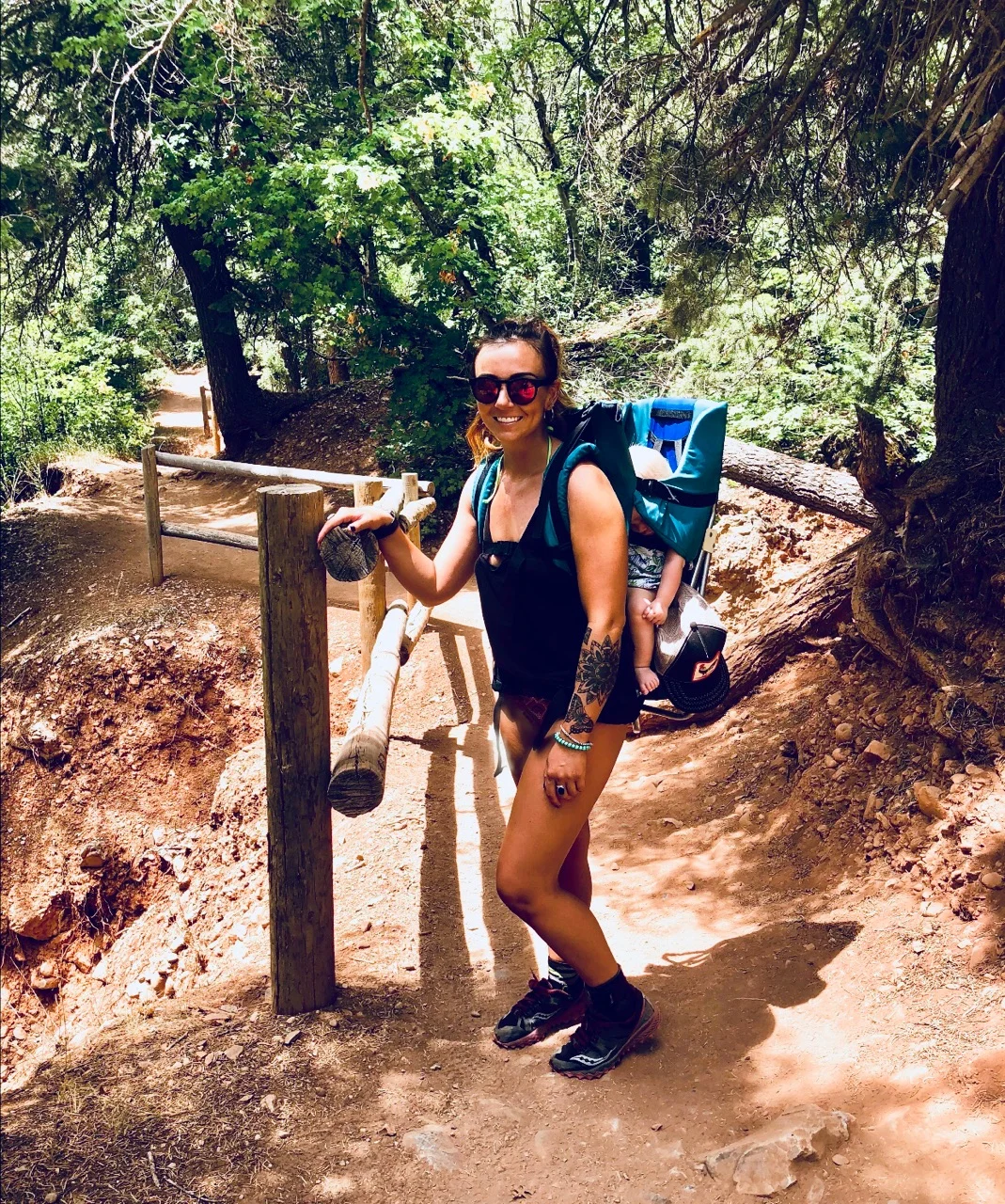 Strong work Tara! "Using my fitness to carry my cousin's baby on my back on the way to Diamond Fork Hot Springs"