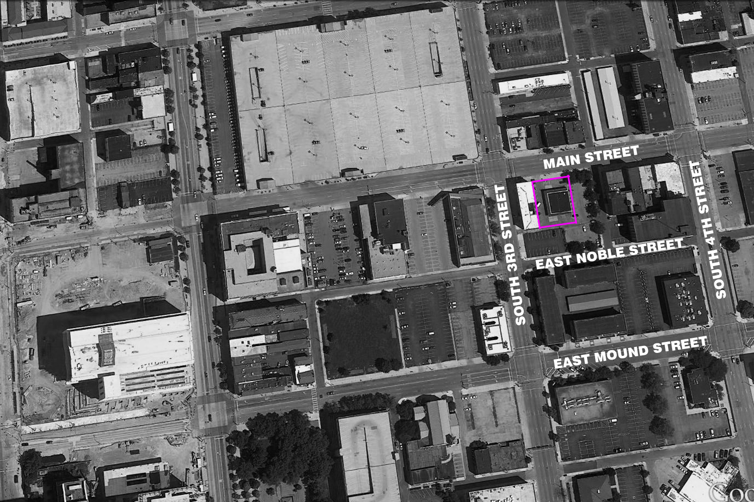 The site on East Main Street, Columbus. Four other architect designed booths will join Coney Island throughout downtown.