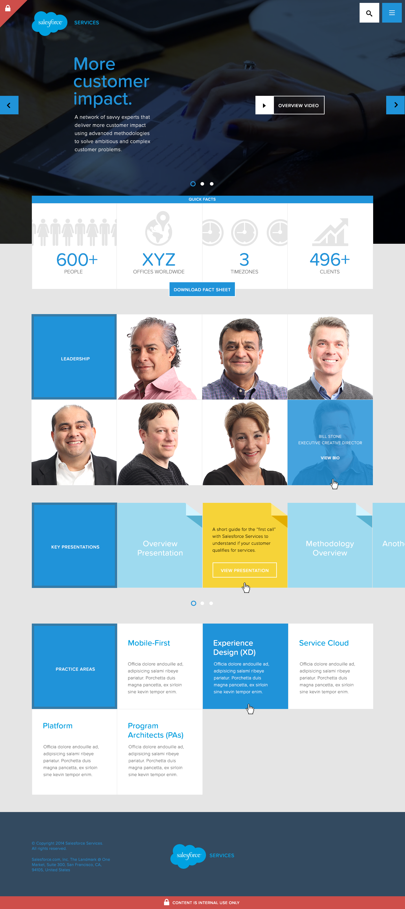 Close up view of the homepage design