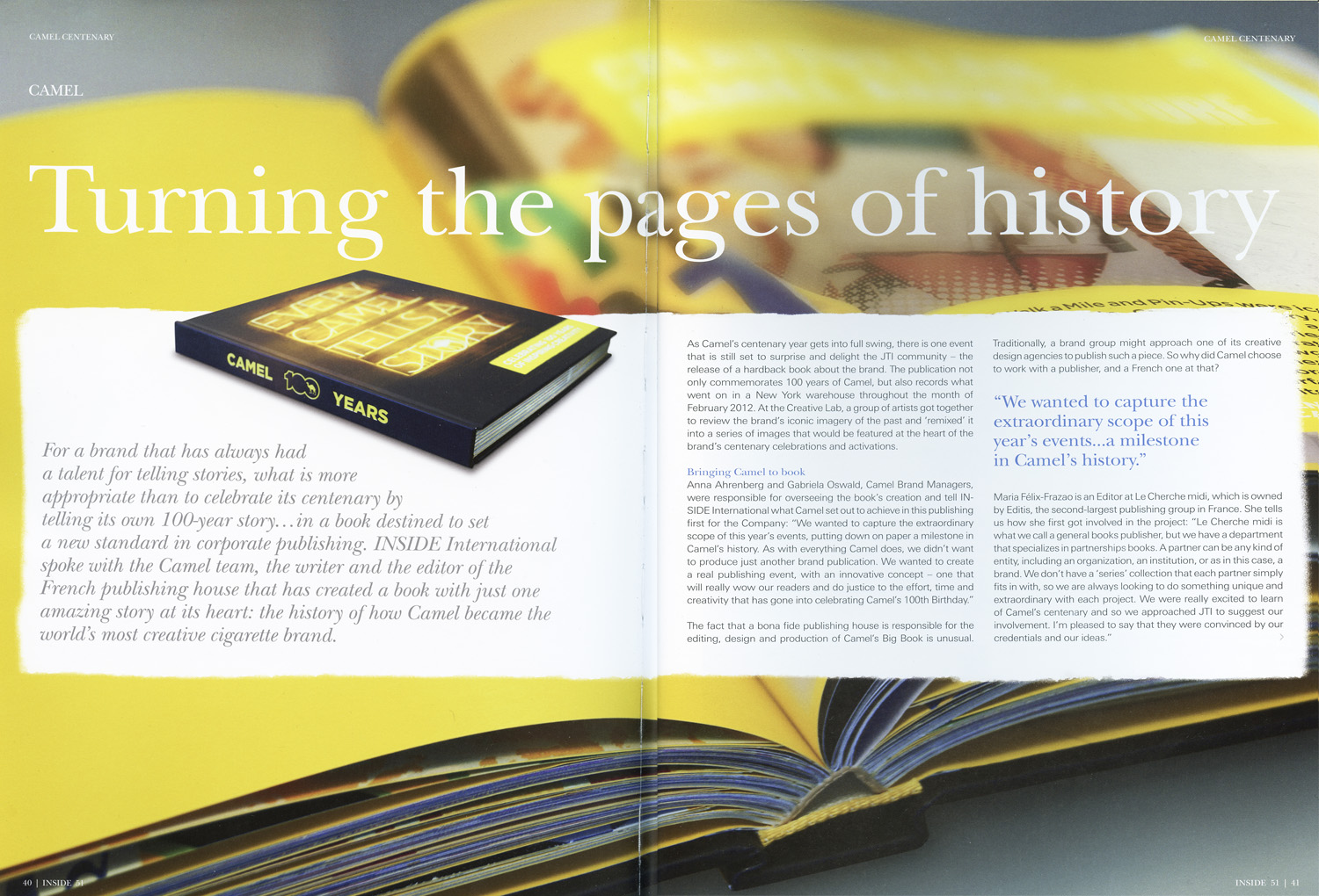  ​"Camel 100 Anniversary"&nbsp;  Japan Tobacco International Inside Magazine / No.51 - March 2013. 