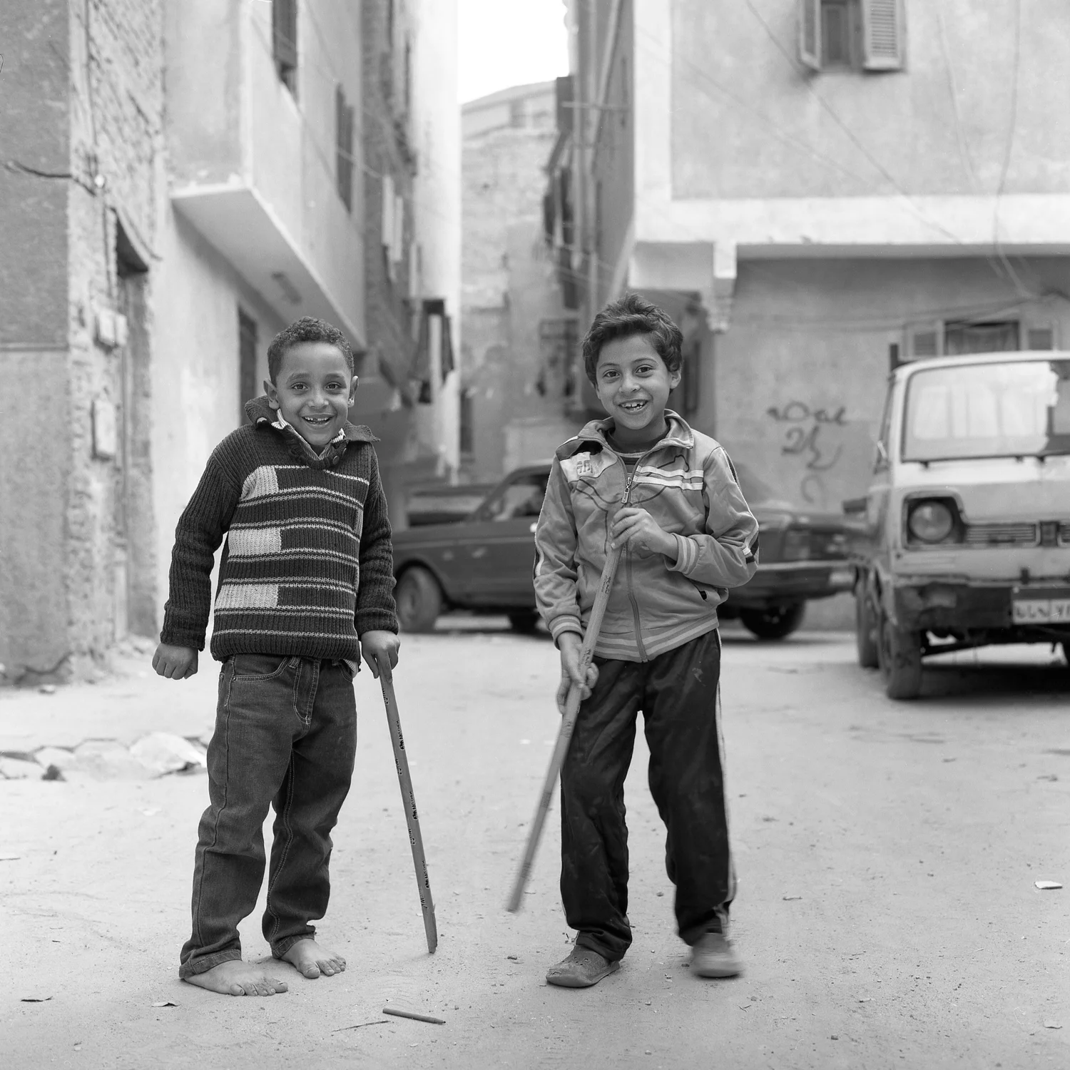 Village children behind Old Citadel