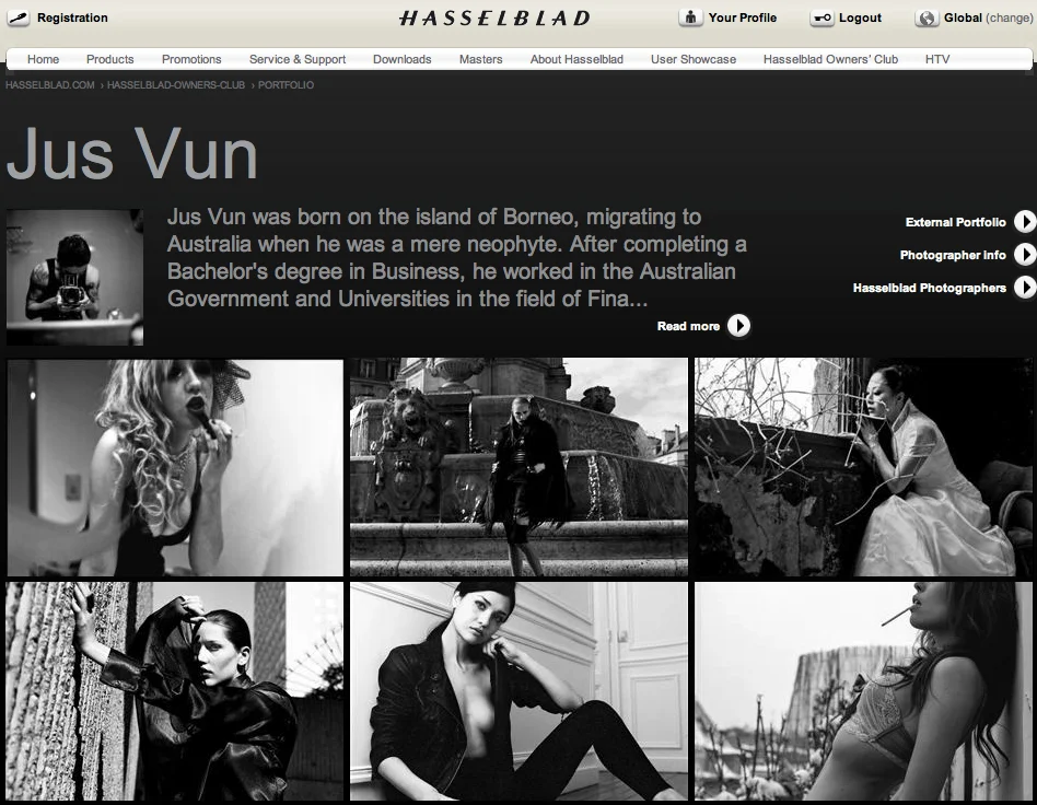 Jus Vun, Hasselblad Owner's Club. Photographer based in Paris and Tokyo.