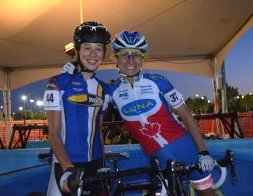 Sidney McGill - Top Mountain Biker (mum Nikki accepted on Sidney's behalf) Sidney in Juventus kit with Catherine Pendrel.