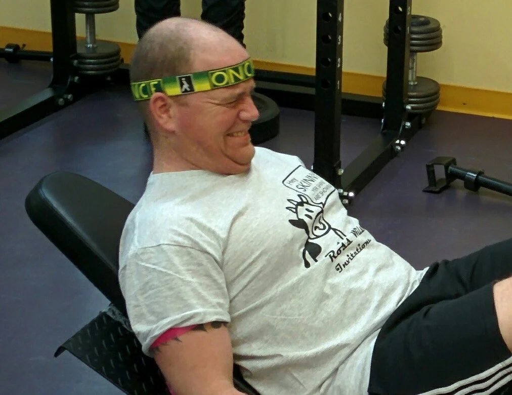 Determination. Note the strain on the headband!