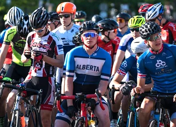 Michael Verveda focussed and ready for the Junior Men's road race.