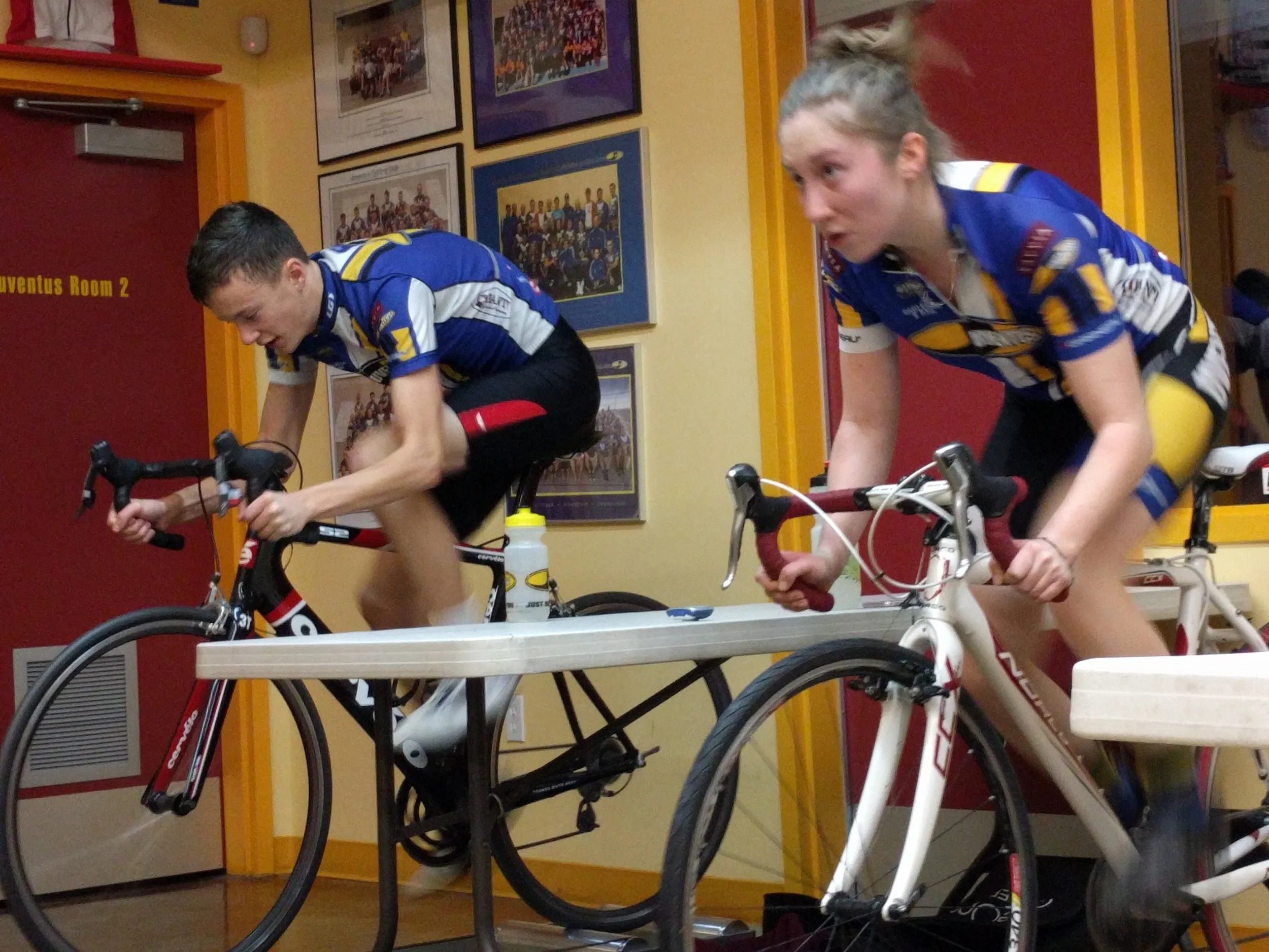 Laura and Chris up the effort for an interval -