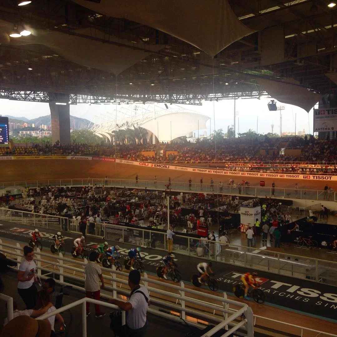 View from the stands - Day 3 women's points race at Velódromo Alcides Nieto Patiño