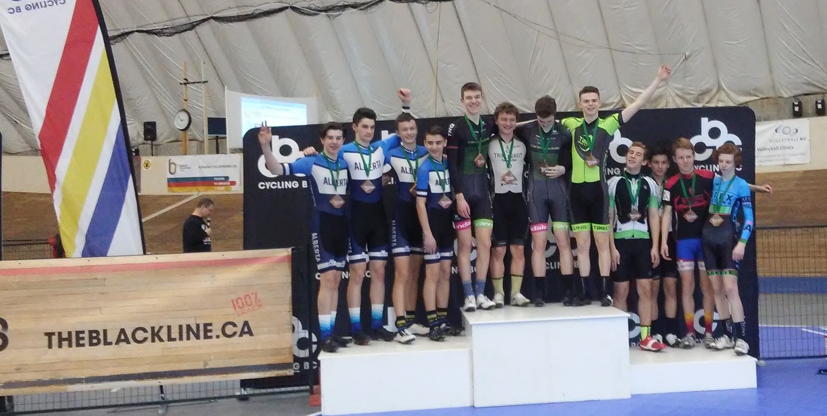 Chris and Mat join with Jackson and John from Calgary for Team Alberta silver in U17 Team Pursuit!