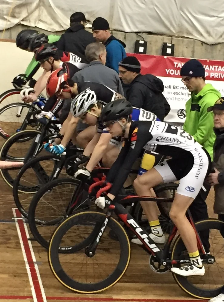 Birthday boy Lukas racing up with the Juniors!