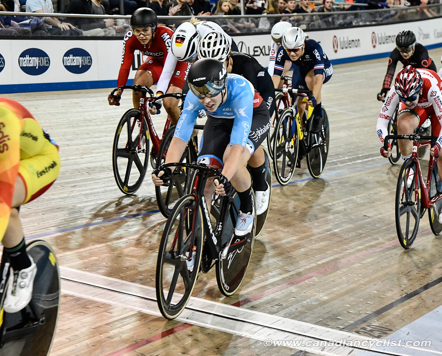 Scratch Race action with 2 Canadians in the mix -