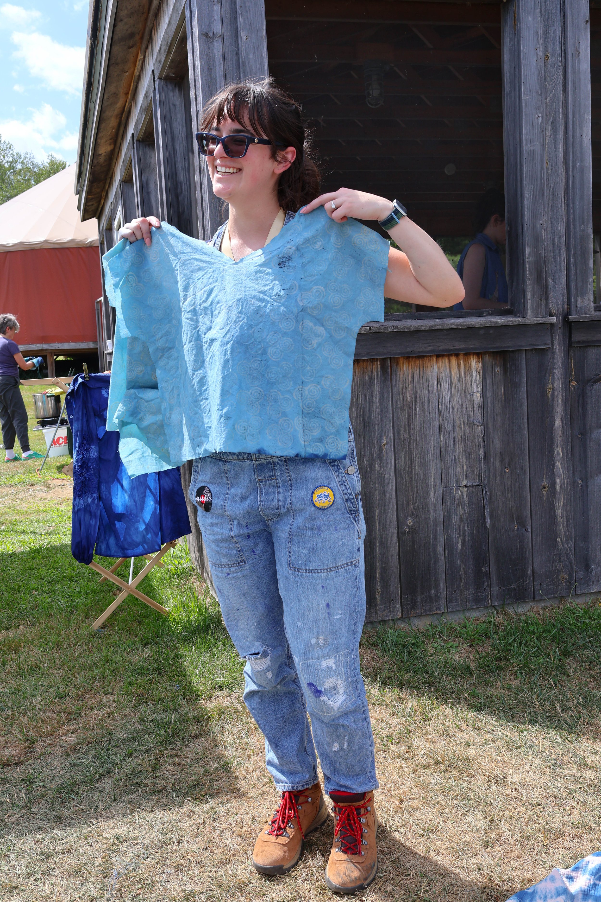 Bella and her dyed shirt front.jpg