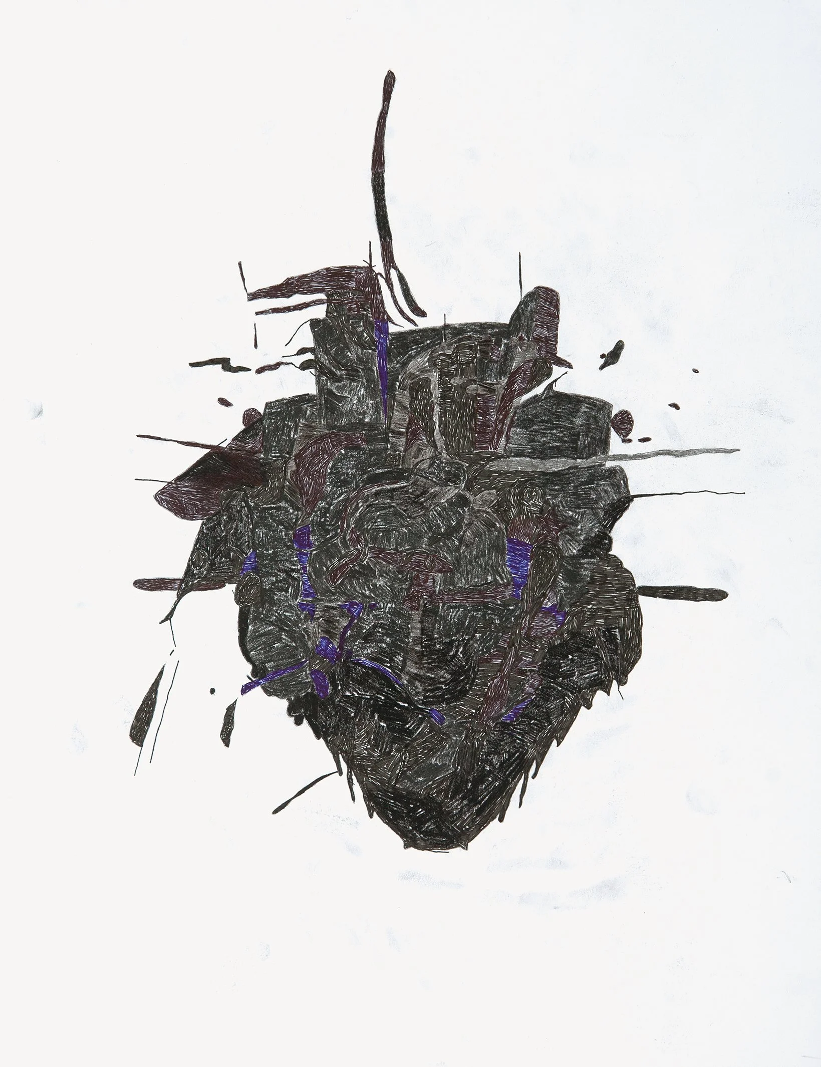 22Nikola Markovic,  2014, Ball point pen, charcoal and pastels on paper, 8 x 17 in, Angst 1.jpg