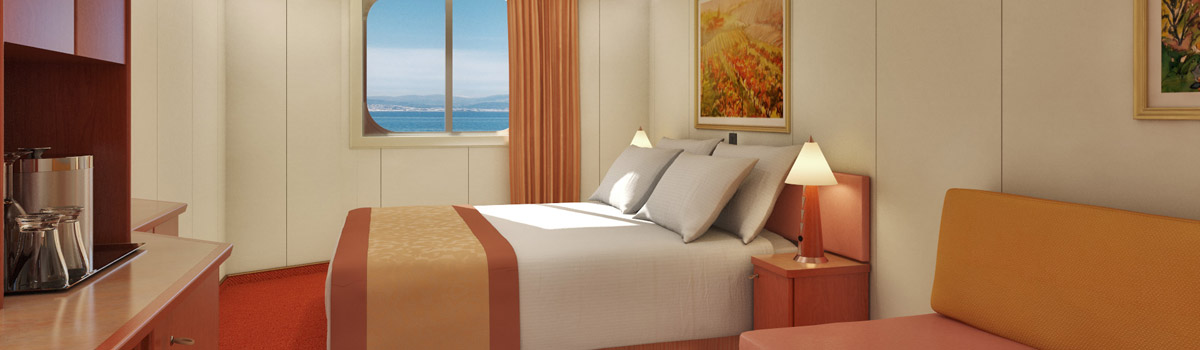 Catch a glimpse of what's going by from your Ocean View stateroom aboard Carnival Freedom, where you'll get views you won't find anywhere on land. Don't miss sunrise and sunset at sea — your comfy stateroom is the best way to experience these!
