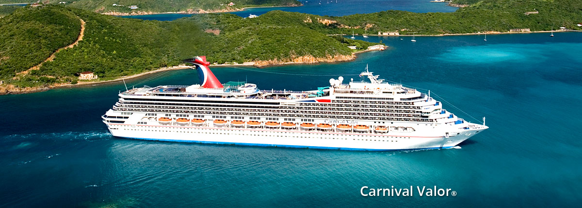There's no need to go looking for fun aboard CARNIVAL VALOR, fun will find you. In fact, with CARNIVAL VALOR's three pool areas, 9-hole mini golf course, Carnival Seaside Theatre and the best fine dining afloat at her steakhouse, it's almost impossible to not have the time of your life aboard CARNIVAL VALOR. And, with so many entertainment options, the good times are just getting started when the sun goes down. Come sail and see for yourself. Book your Caribbean cruise aboard CARNIVAL VALOR today. Ship's Registry: Panama. Class: CARNIVAL VALOR Length: 855 ft (261 m) Total Staff: 1180 Guest Capacity: 2974 Cruising Speed: 21