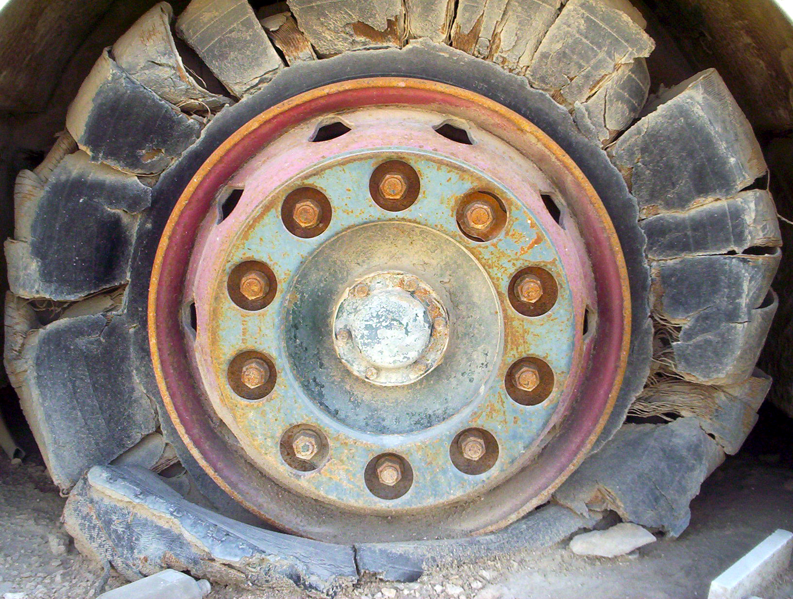 Doha, Qatar - old school bus tire