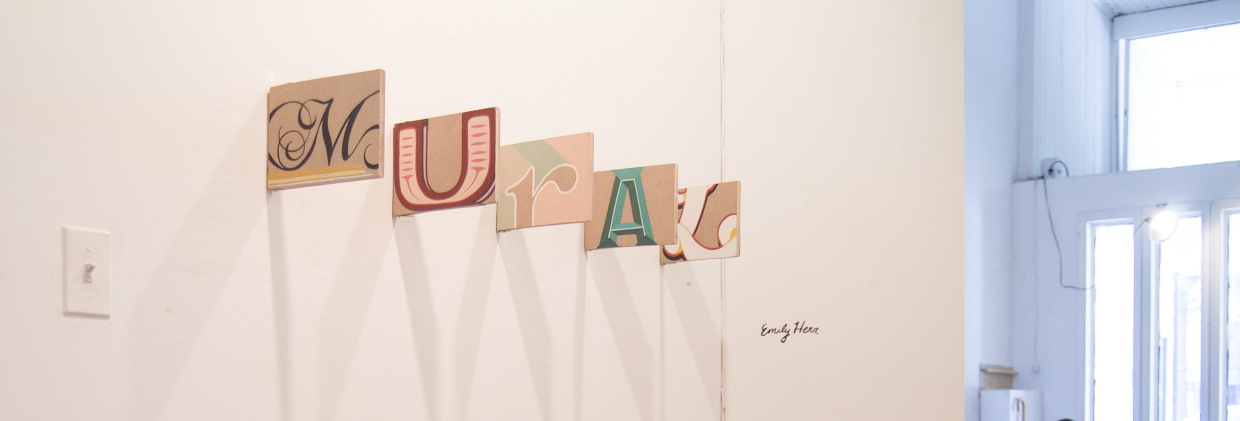 I displayed these at the VCU Senior Show last year (the "A" found a new home with some friends.) It was quite a trick to get them lined up as a word and leave both sides visible, but we figured it out just in time. 
