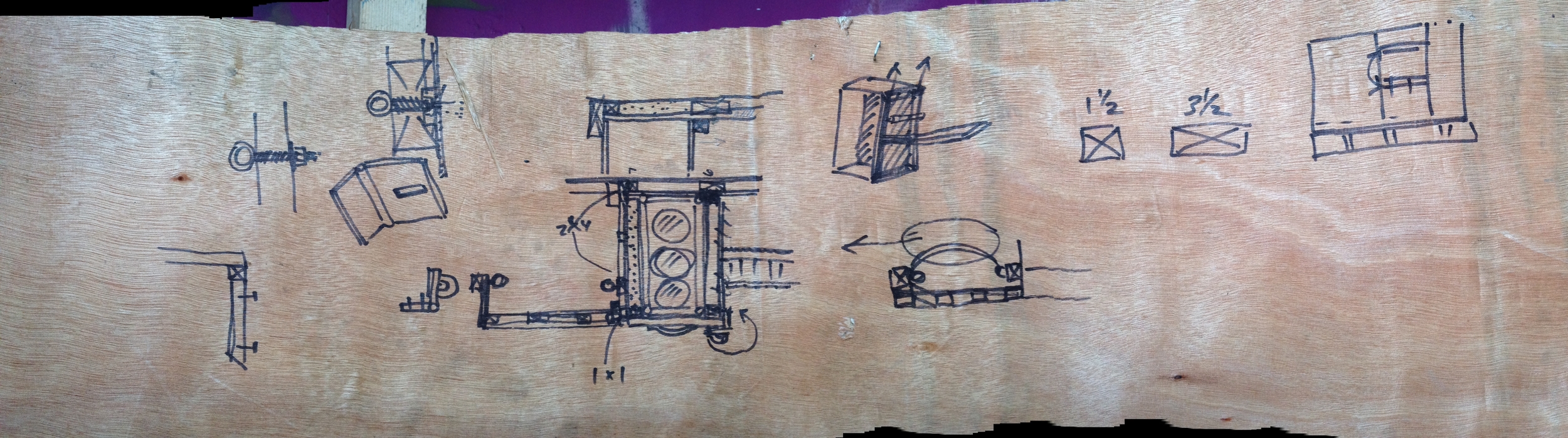 Scheming-on-the-spot for how best to accommodate my sliding shelves. 