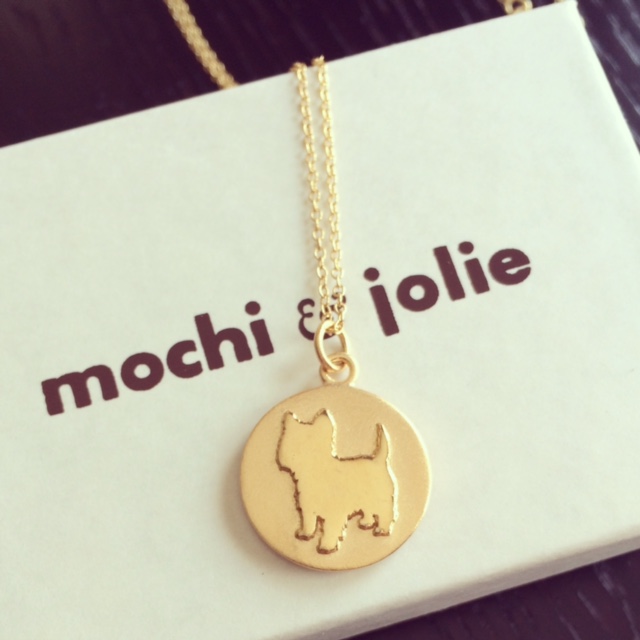 All the Companion Collection pieces can be custom made in solid gold, white, yellow or rose. This 14K gold Westie pendant necklace was sent all the way to Australia, a very sweet surprising gift, from him to her.