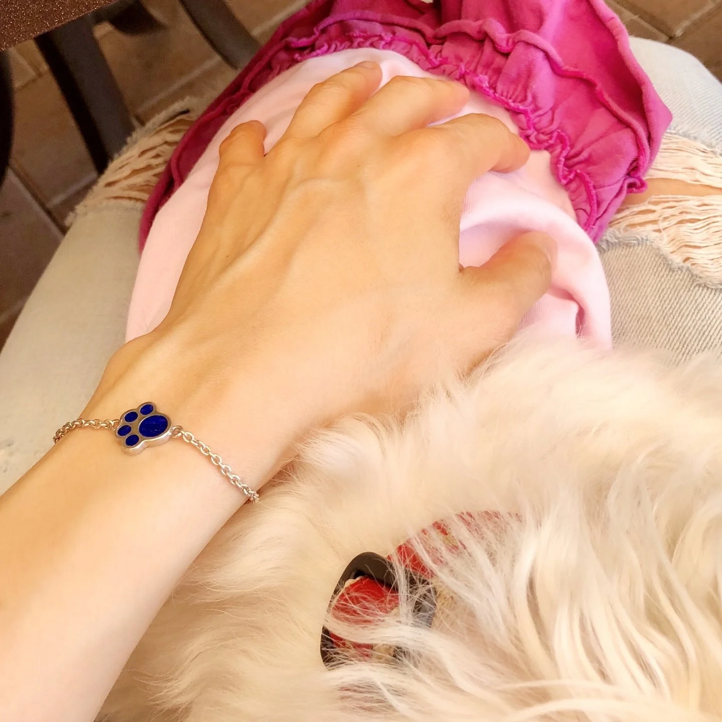 Dog mom essential 💙 Paw bracelet with gem stones