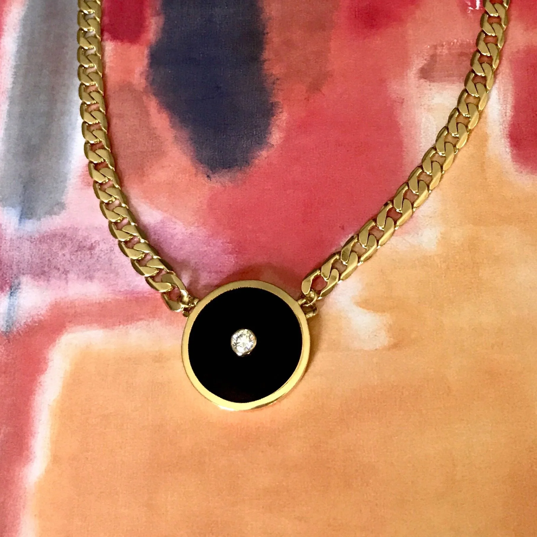 Elegance in its statement making way 🖤 Talisman necklace with Onyx stone and Swarovski Crystal