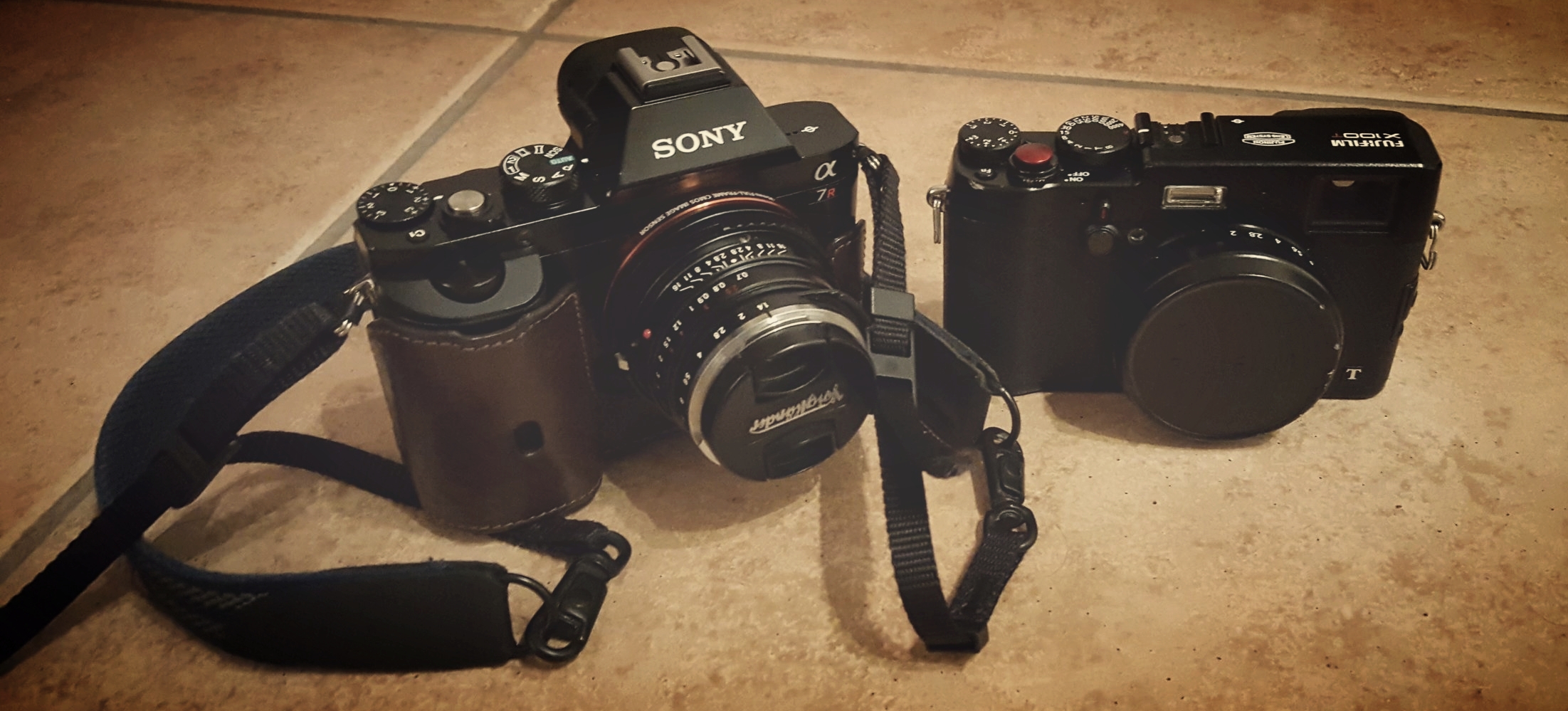 My older A7r with a manual 35mm and the Fuji X100T