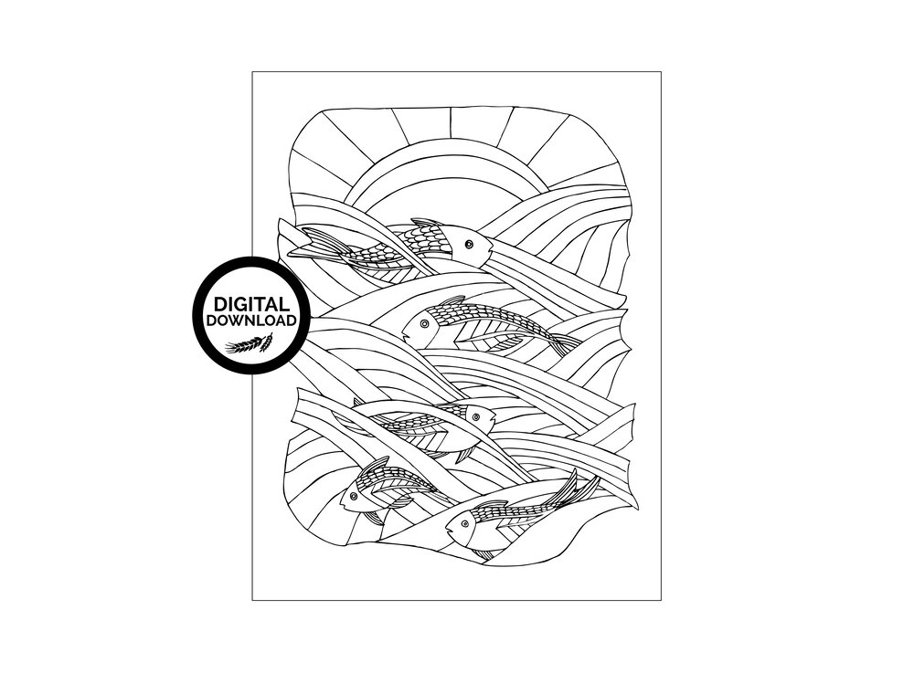 sunset river free coloring page download — tiger food press