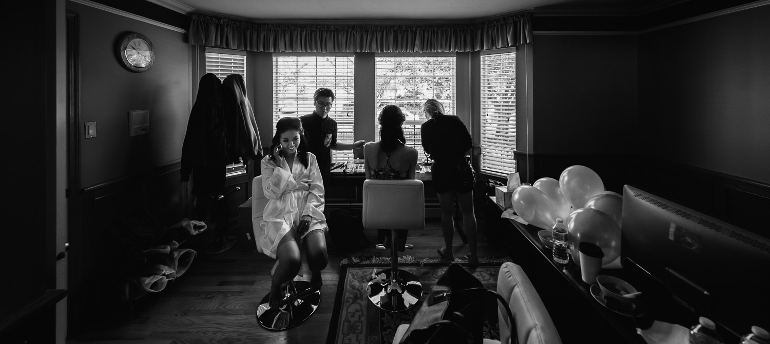 burnaby wedding photographer bride and getting ready black and white