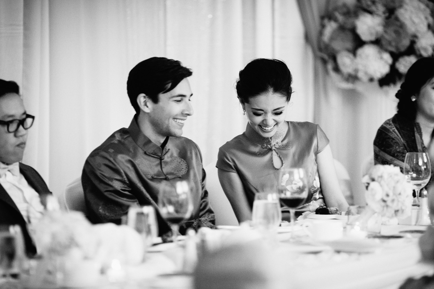 vancouver wedding photographer hotel four seasons reception candid black and white