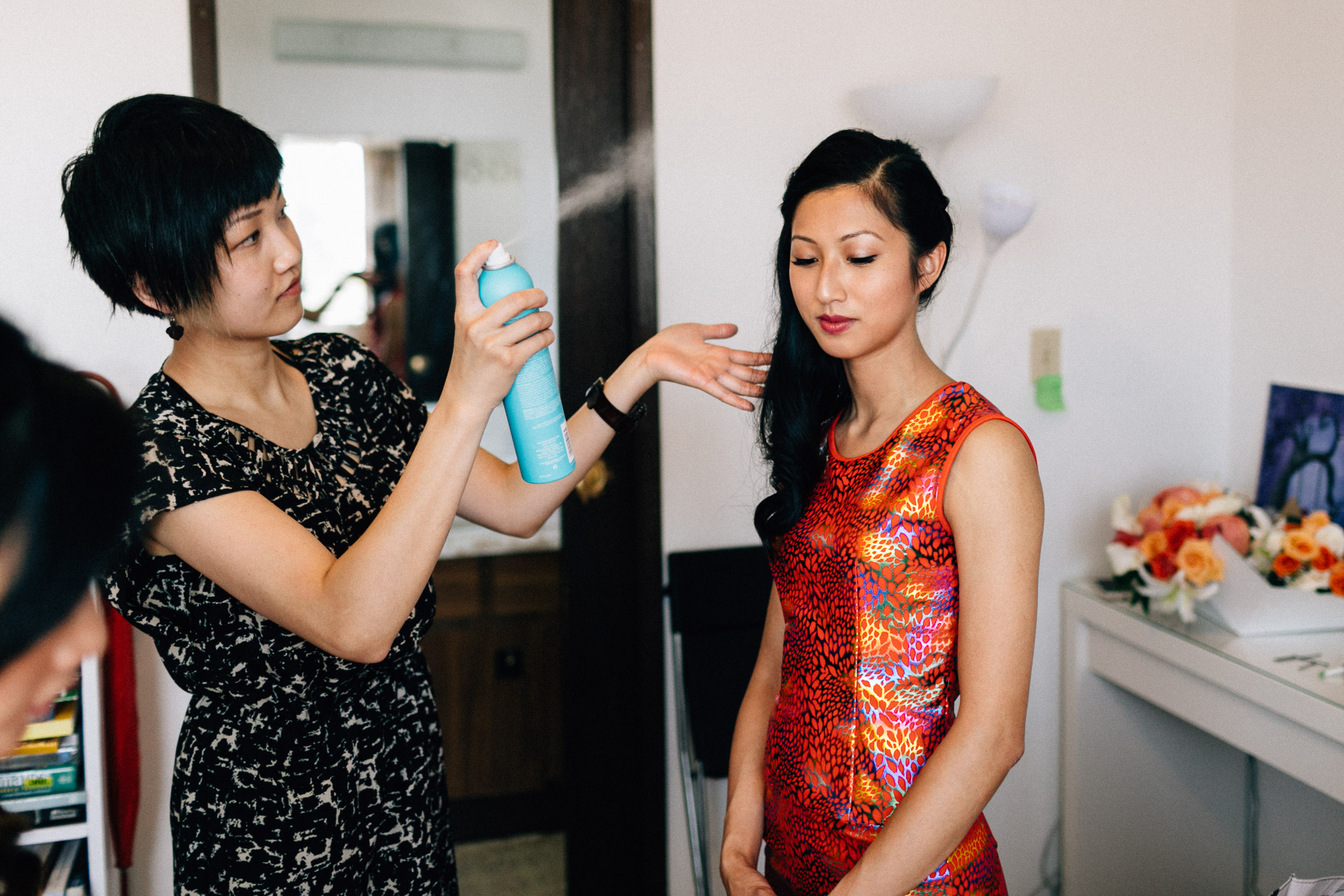 asian bride getting ready for vancouver wedding photography
