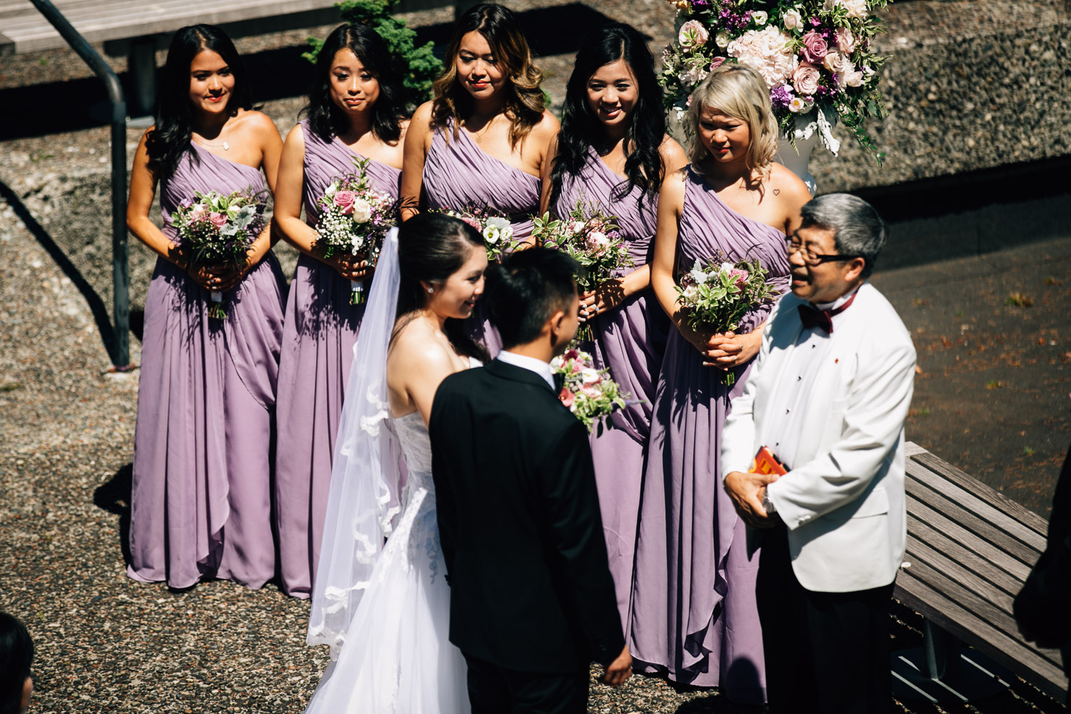 bridesmaids at ubc sage bistro wedding ceremony photography