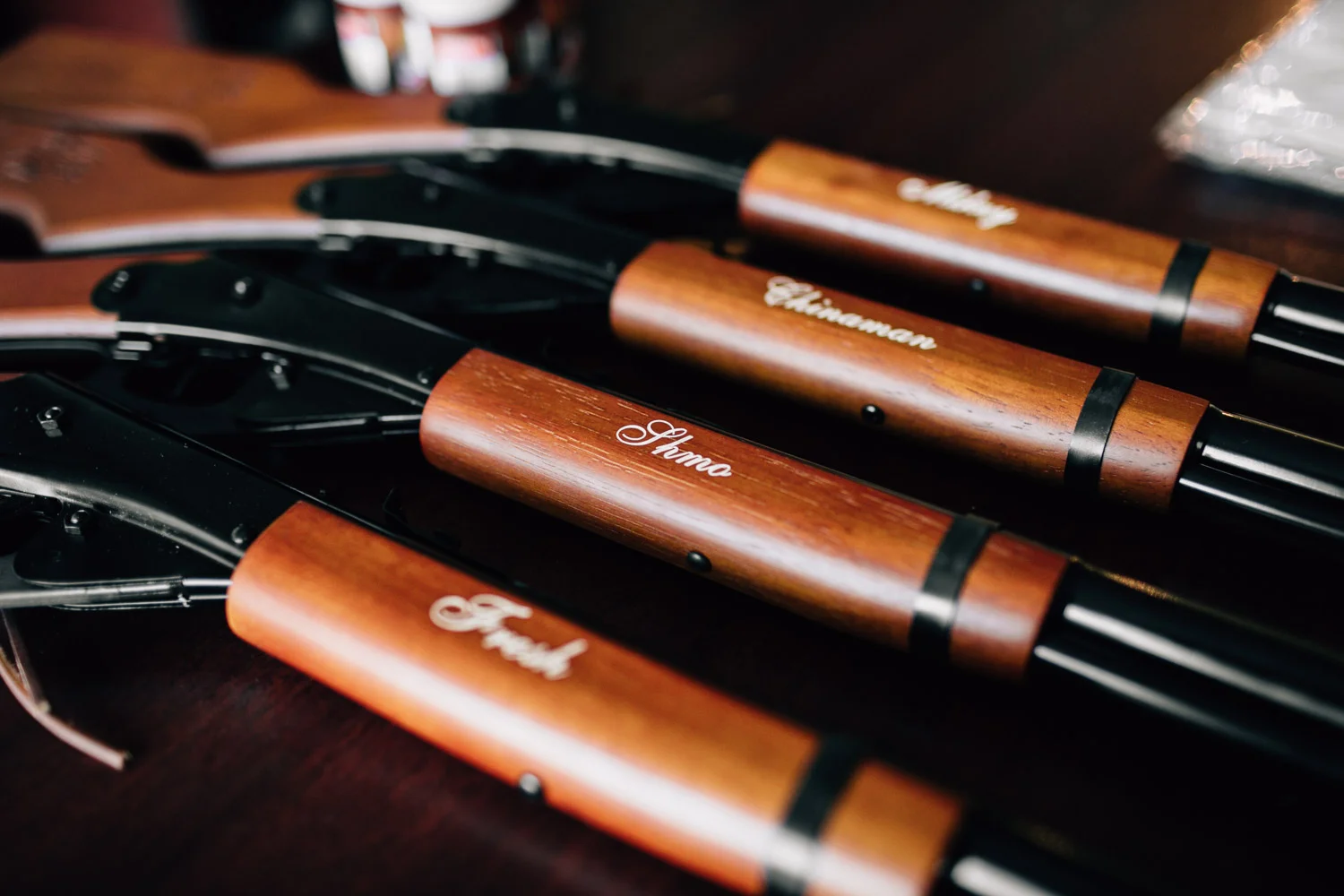 groomsmen gifts gun engraved surrey wedding photography