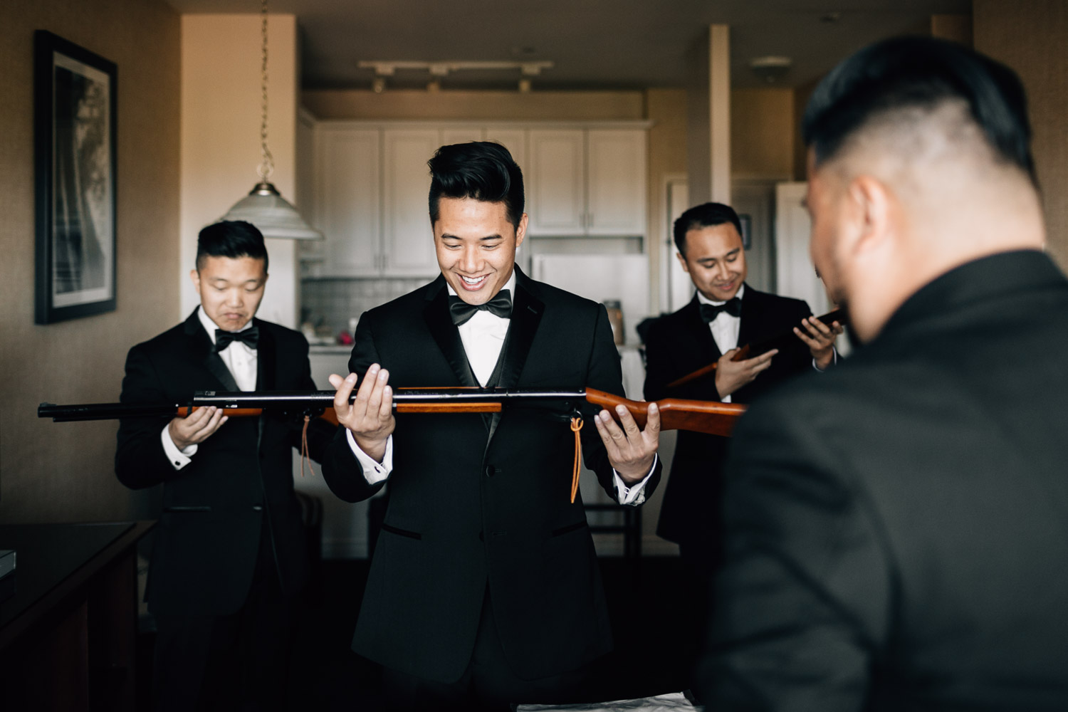 groomsmen gifts gun engraved surrey wedding photography