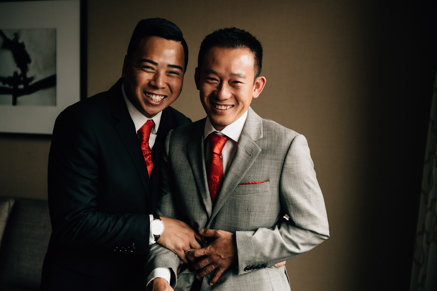 River Rock Casino Hotel Richmond Wedding Photographer groom getting ready