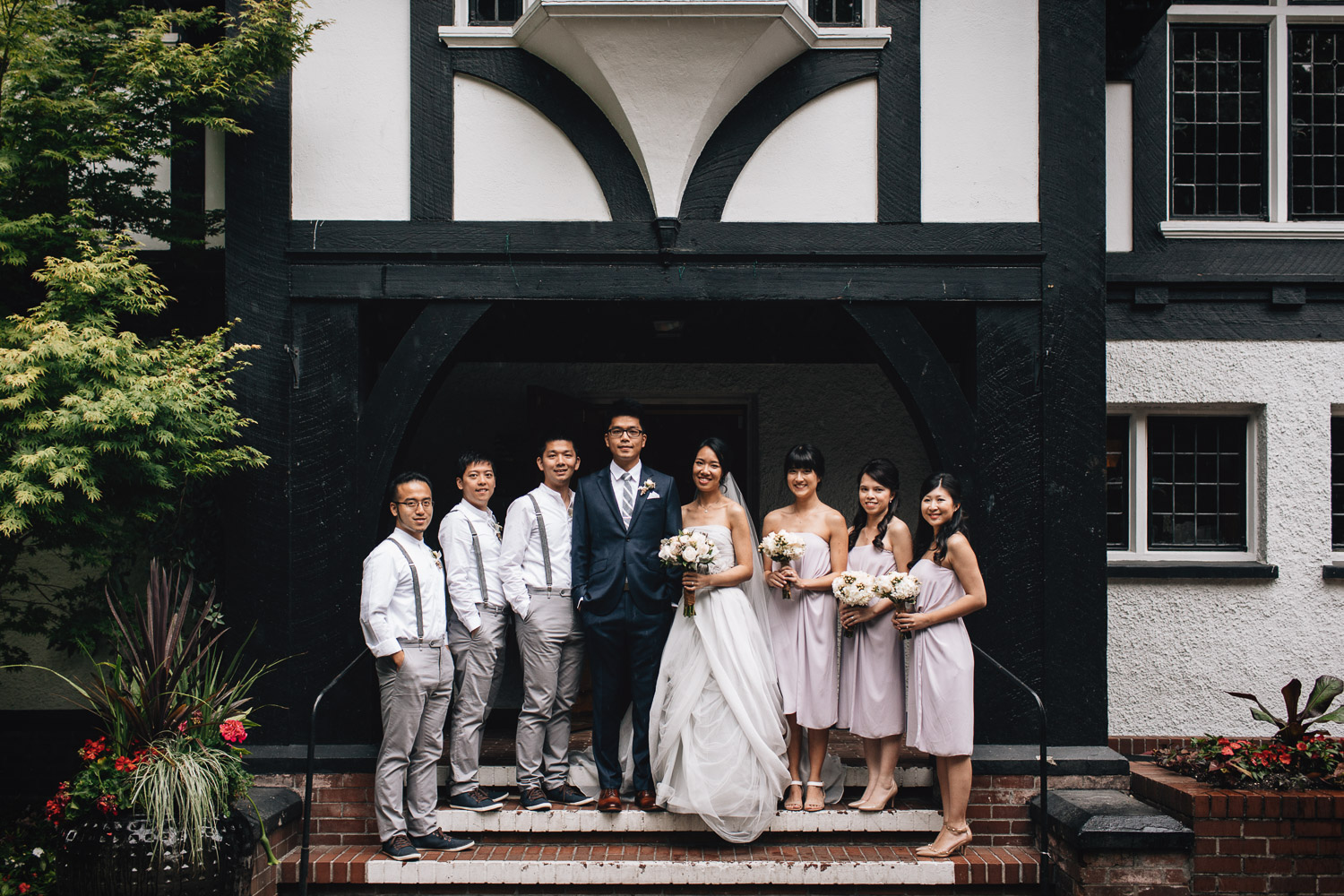 bridal party at brockhouse restaurant wedding photography