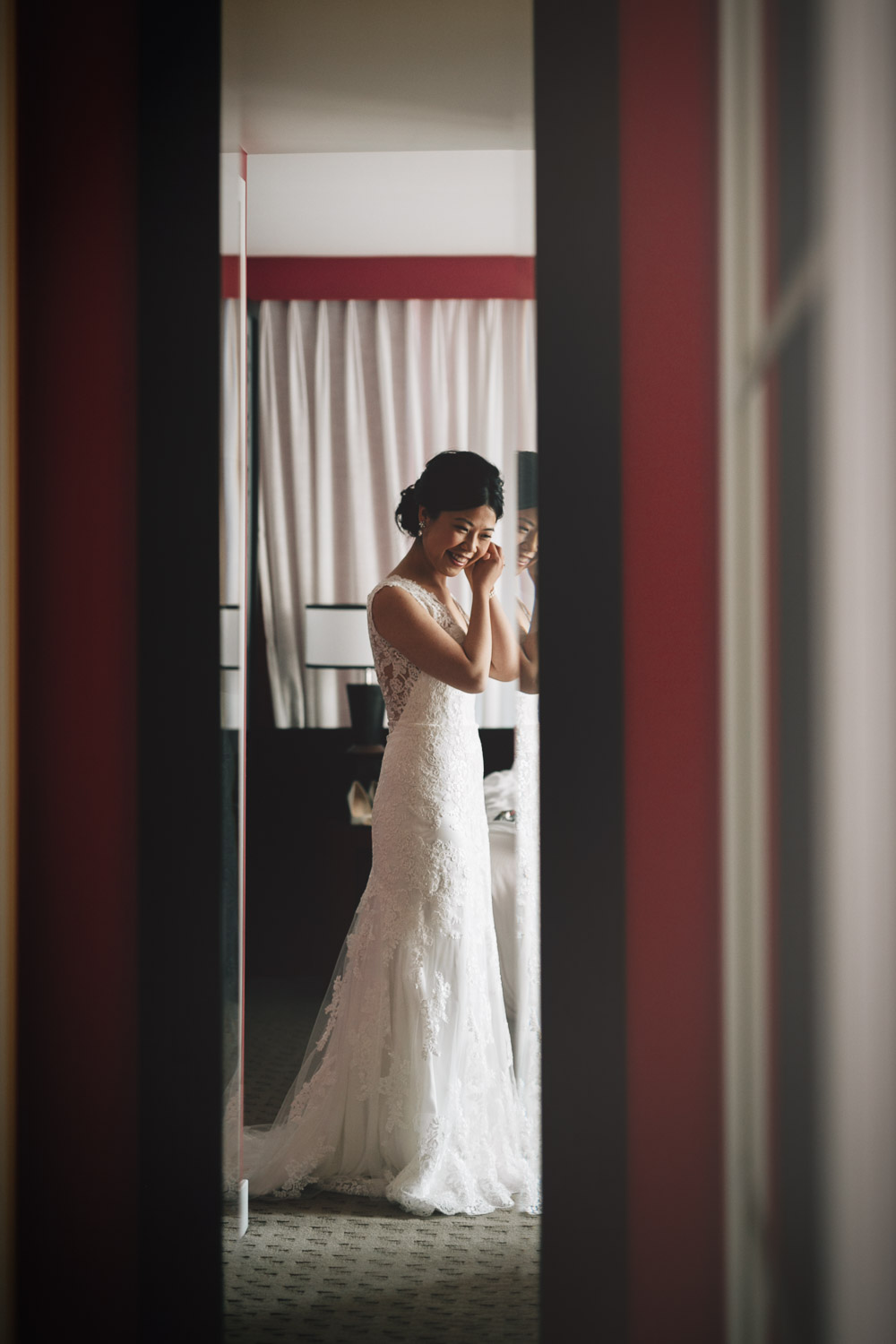 bride candid at opus hotel in yaletown for wedding