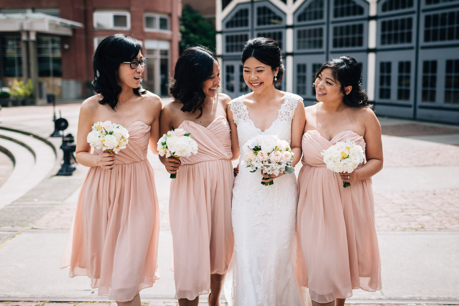 yaletown bride and bridesmaids wedding portraits vancouver bc