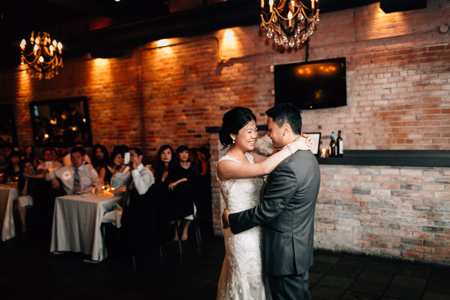 first dance at brix and mortar wedding reception in vancouver bc