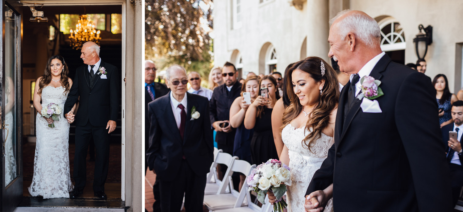 bride walking down aisle at hycroft vancouver wedding photography