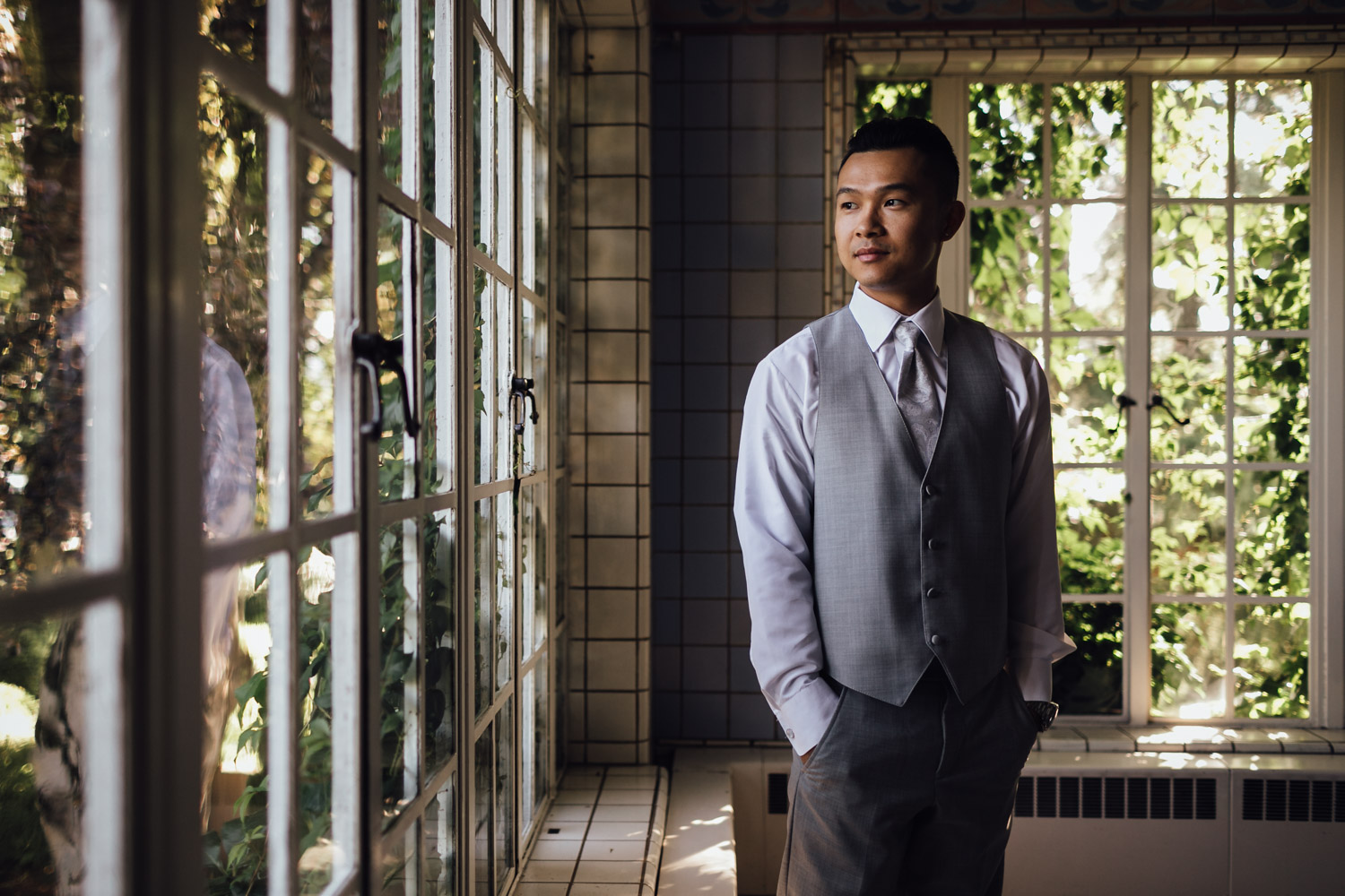 groom at hycroft for wedding vancouver bc