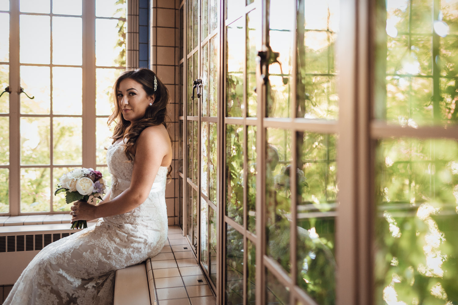 bride at hycroft for wedding photography in vancouver bc