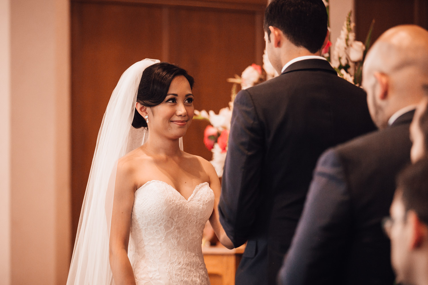 bride during ceremony at knox united church in vancouver bc