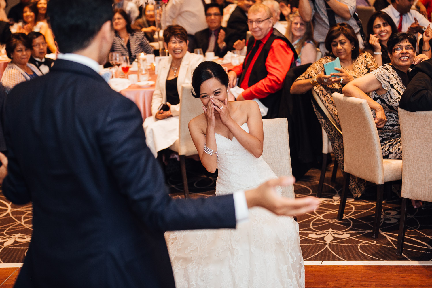 rosewood hotel georgia wedding reception photography in vancouver bc surprise dance