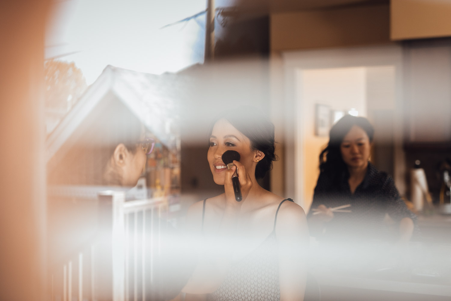 bride getting ready in vancouver wedding summer