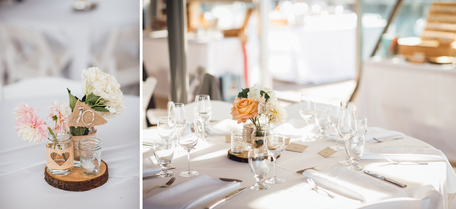 ubc boathouse wedding reception table decoration