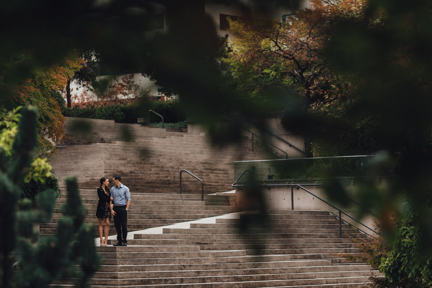 vancouver engagement photography at robson square downtown autumn fall