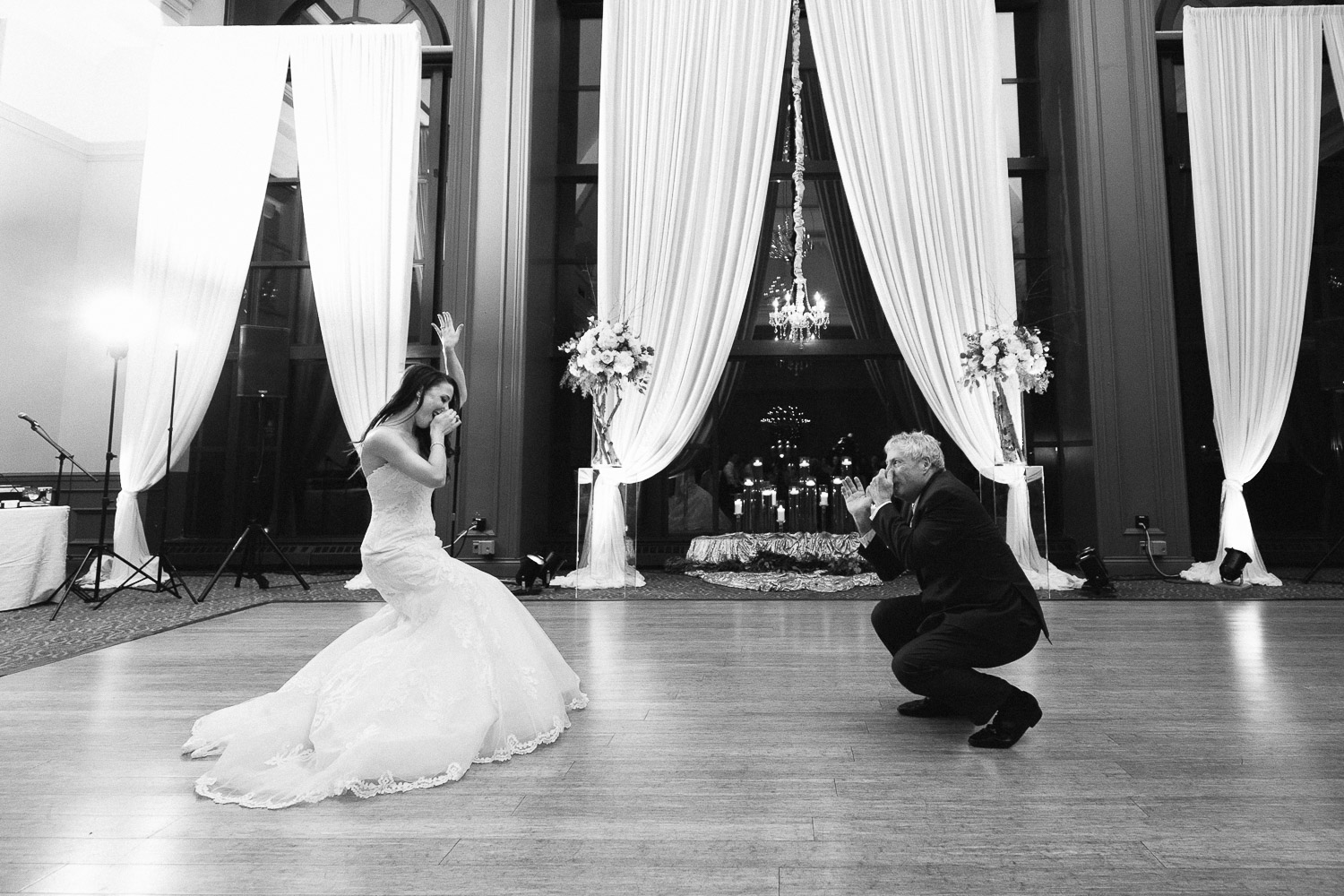 bride and father dance fun swaneset wedding reception photography