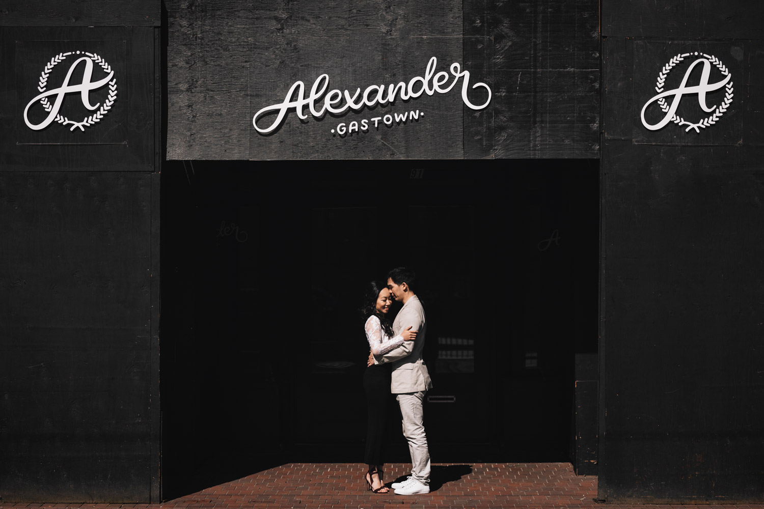 vancouver engagement photography gastown sunset