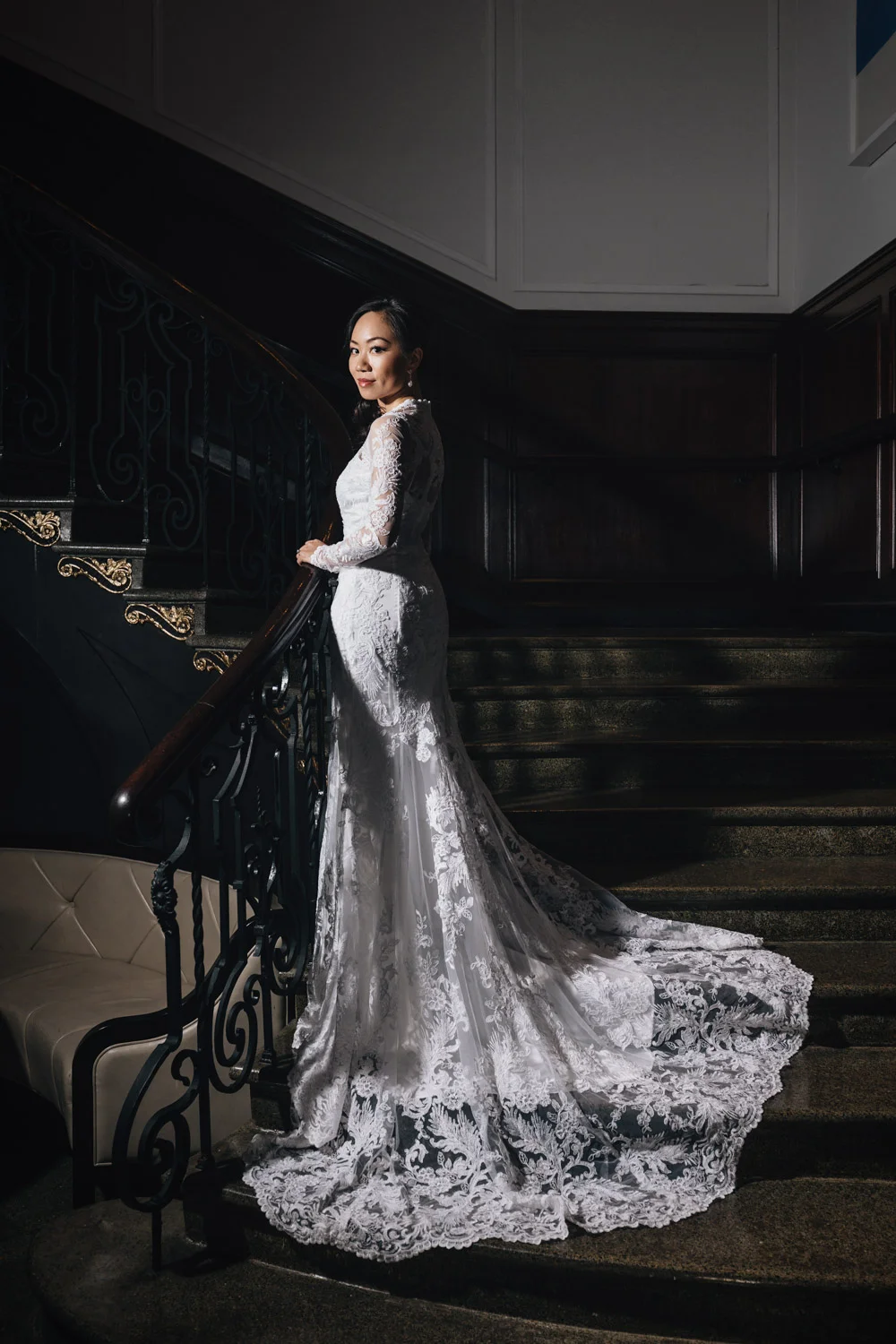 rosewood hotel georgia engagement photography staircase