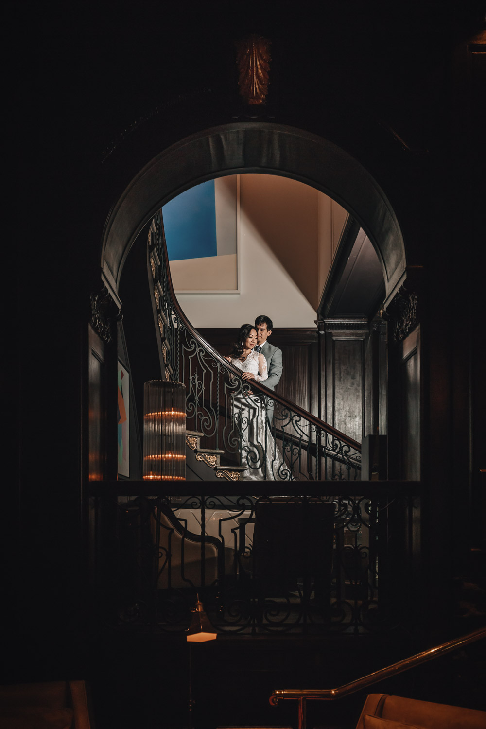 rosewood hotel georgia engagement photography staircase
