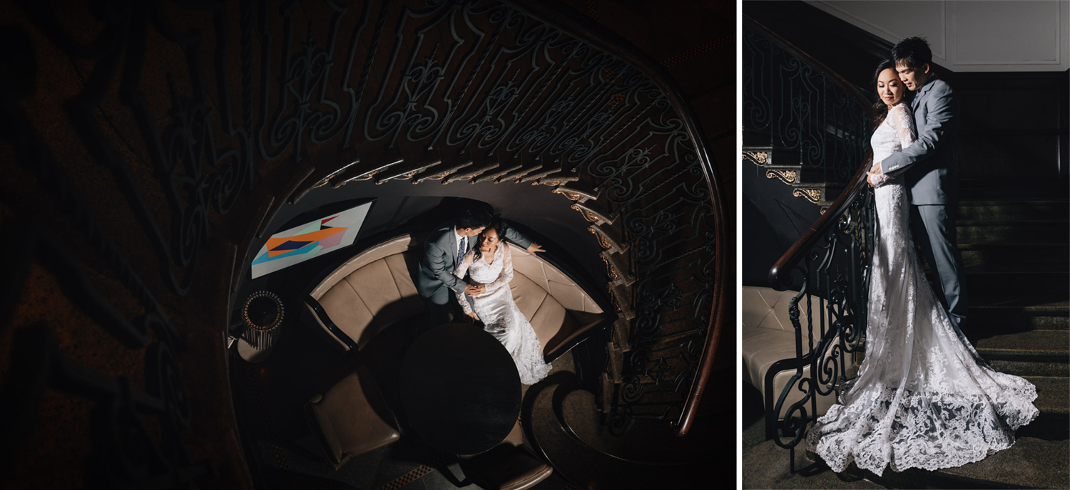 rosewood hotel georgia engagement photography spiral staircase